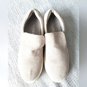 J/Slides Aileen Gray Suede Chunky Platform Slip-on Shoes sz 8.5